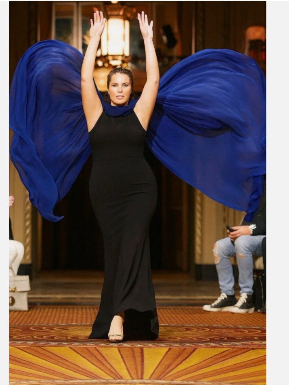 CHRISTIAN SIRIANO Runway Scarf Chiffon Drape Pleat Butterfly Maxi Gown Dress 2